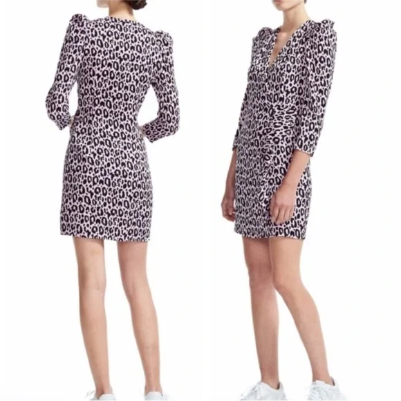 Maje Black and White Animal Print Mini Dress - Picture 3 of 9